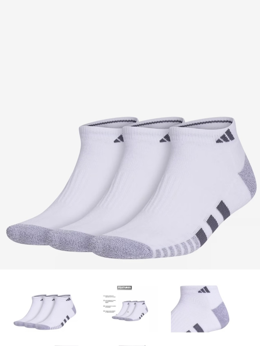 NWT ADIDAS Athletic Crew Socks 3 Pack